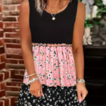 Kadın Askılı Yuvarlak Yaka çiçek Baskılı Salaş Süprem Elbise