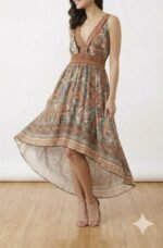 Kadın Askılı Derin Göğüs Detaylı Asimetrik Detaylı Süprem Elbise - Görsel 4