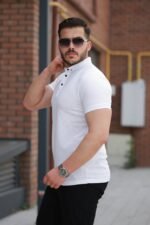 Erkek çizgi Dokulu çıtçıt Yakalı Kısa Kollu T-shirt - Görsel 2