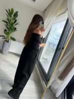 Kadın Uzun Kollu Tek Omuzdan Açık Modal Bluz Ve Pantolon Ikili Takım - Görsel 4