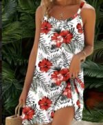 Kadın Ip Askılı çiçek Desenli Süprem Elbise - Görsel 3