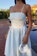 Sırtı Çapraz İpli Boncuk Detaylı Elbise 2902-08 - Görsel 8