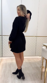 Kadın Uzun Kollu Yuvarlak Yakalı Kısa Triko Elbise - Görsel 4