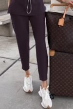 Kadın Uzun Kollu Balıkçı Yaka Belden Lastikli Modal Bluz Ve Pantolon Ikili Takım - Görsel 3