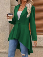 Kadın Uzun Kollu Yakalı önden Düğmeli Uzun Atlas Blazer Ceket - Görsel 2