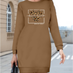 Kadın Uzun Kollu Bisiklet Yaka Desenli Viskon Iki Iplik Bluz