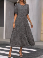 Kadın Mini Leopar Desen Midi üç Kat Elbise - Görsel 3