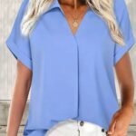 Kadın Kısa Kollu Yakalı Uzun Sandy Bluz