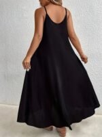 Kadın Boyundan Askılı Damla Detaylı Halkalı Asimetrik Kesim Viskon Elbise - Görsel 5