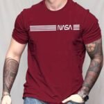 Erkek Kısa Kollu Nasa Baskı Basic Erkek T-shirt