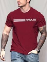 Erkek Kısa Kollu Nasa Baskı Basic Erkek T-shirt