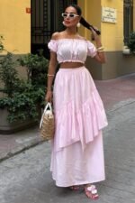 Büzgülü Crop Kat Detaylı Fırfır Etekli Takım 10196 - Görsel 5