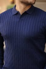 Erkek Saç örgü Desenli Uzun Kollu Triko - Görsel 4