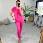 Kadın Bisiklet Yaka Paça Pensli Aerobin Kumaş İkili Takım