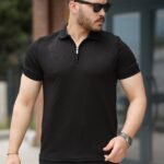 Erkek Fermuarlı Yaka Kısa Kollu Tişört