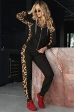 Kadın Uzun Kollu önden Fermuarlı Bağcıklı Viskon Iki Iplik Bluz Ve Pantolon Ikili Takım