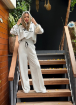 Kadın Uzun Kollu Nope Baskılı Beli Ribanalı Ikili Takım - Görsel 11