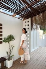 Nar Çiçeği Dantel Detaylı Brode Elbise - Görsel 3