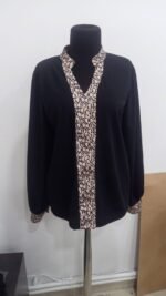 Kadın Uzun Kollu V Hakim Yakalı Desenli Ithal Krep Bluz - Görsel 7