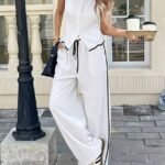 Kadın Kolsuz önü Düğmeli Yelek Ve Pantolon Ikili Takım