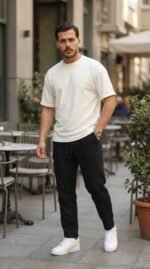 Erkek Duble Kol Basic Tişört - Görsel 2