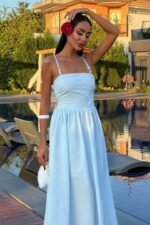 Sırtı Çapraz İpli Boncuk Detaylı Elbise 2902-08 - Görsel 5