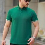 Erkek Düğmeli Yaka Waffle Kumaş Kısa Kollu Tişört