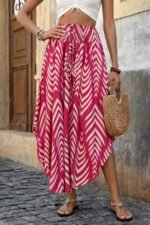 Kadın Yüksek Bel Beli Lastikli Bağcıklı Yanlardan Açık Uzun Süprem Etek