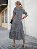 Kadın Mini Leopar Desen Midi üç Kat Elbise - Görsel 10