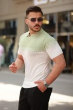 Erkek Hemşire Yaka çift Renk Kısa Kollu Tişört - Görsel 2