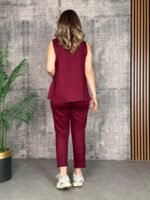 Kadın Askılı Yuvarlak Yaka Viskon Iki Iplik Bluz Ve Eşofman Altı Ikili Takım - Görsel 4