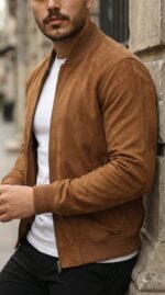 Erkek önden Fermuarlı Içi Astarlı Süet Ceket - Görsel 4