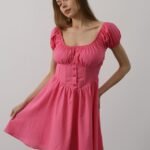 Beli Korseli Mini Elbise - Fuşya