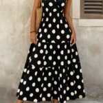 Kadın Kısa Kollu Kruvaze Yaka Beli Lastikli Süprem Maksi Boy Elbise