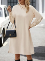 Kadın Uzun Kollu Balıkçı Yaka Kısa şardonlu Dalgıç Elbise - Görsel 4