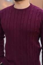 Erkek örgü Desen Bisiklet Yaka Kazak - Görsel 3