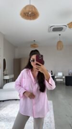 Kadın Tek Cepli Over Size Ketem Gömlek - Görsel 4