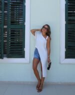 Kadın Tek Omuzu Açık Askılı Asimetrik Kesim Detaylı Bluz - Görsel 2