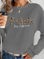 Kadın Uzun Kollu Bisiklet Yaka Desenli Viskon Iki Iplik Bluz - Görsel 2