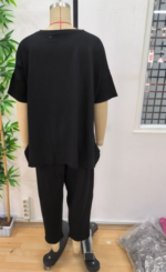 Kadın Kısa Kollu Bisiklet Yaka Viskon Iki Iplik Bluz Ve Pantolon Ikili Takım - Görsel 7