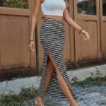 Kadın Yüksek Bel Yandan Yırtmaçlı Uzun Viskon Etek