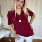 Kadın Kısa Kollu V Yaka Bluz