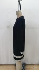 Kadın Uzun Kollu Bisiklet Yaka Mini Ithal Krep Elbise - Görsel 6