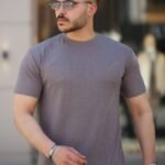 Erkek Ağaç Kabuğu Desenli Kısa Kollu T-shirt