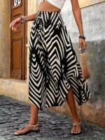 Kadın Yüksek Bel Beli Lastikli Bağcıklı Yanlardan Açık Uzun Süprem Etek - Görsel 3