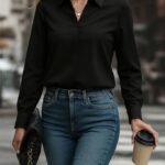 Kadın Uzun Kollu Yakalı Trikoton Gömlek