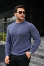 Erkek Bisiklet Yaka Örme Kazak - Görsel 5