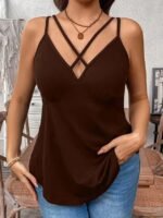 Kadın önden çapraz Askılı Uzun Vıskon Bluz - Görsel 3