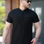 Erkek Hakim Yakalı Kısa Kollu Pamuklu T-shirt