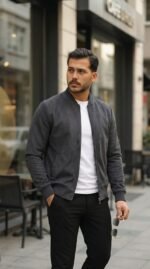 Erkek önden Fermuarlı Içi Astarlı Süet Ceket - Görsel 4